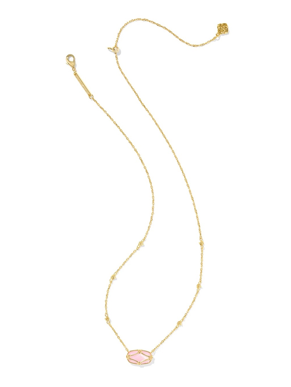 Kendra Scott Gold Chain Necklace with Pink Faceted Pendant
